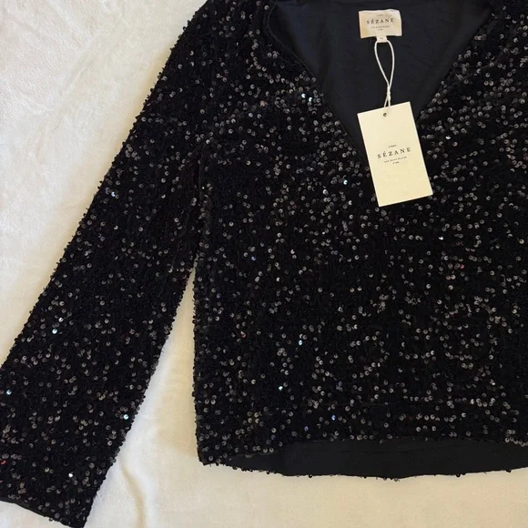 NWT sézane shiny sequin blouse - Picture 2 of 5